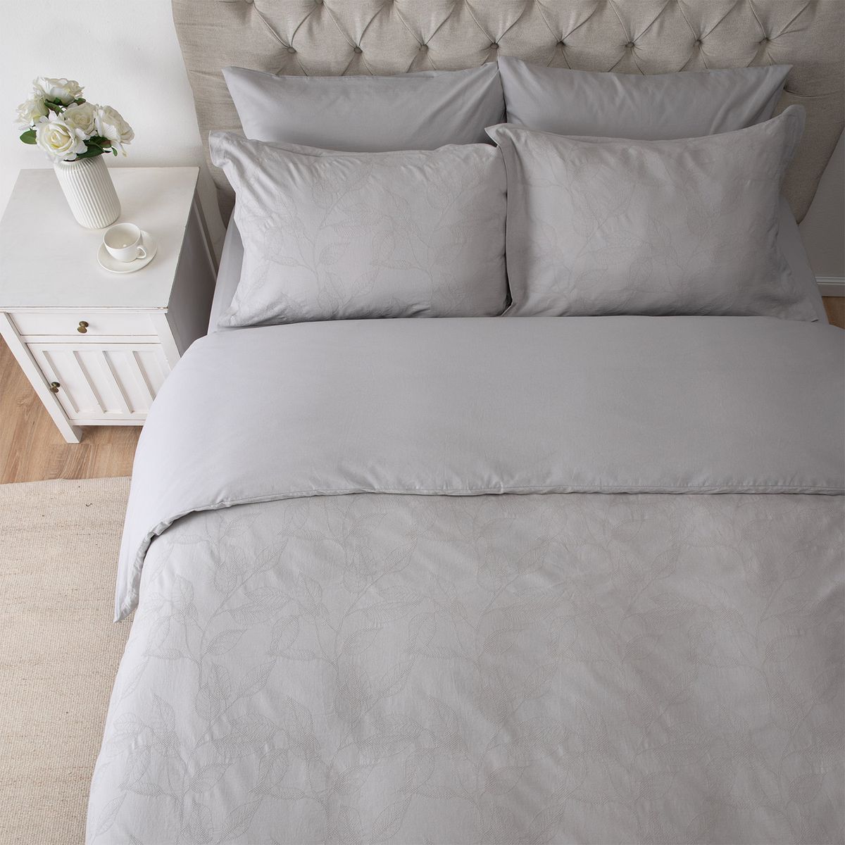 GENERICO - Set con funda de plumón 100% algodón Marlet Gris
