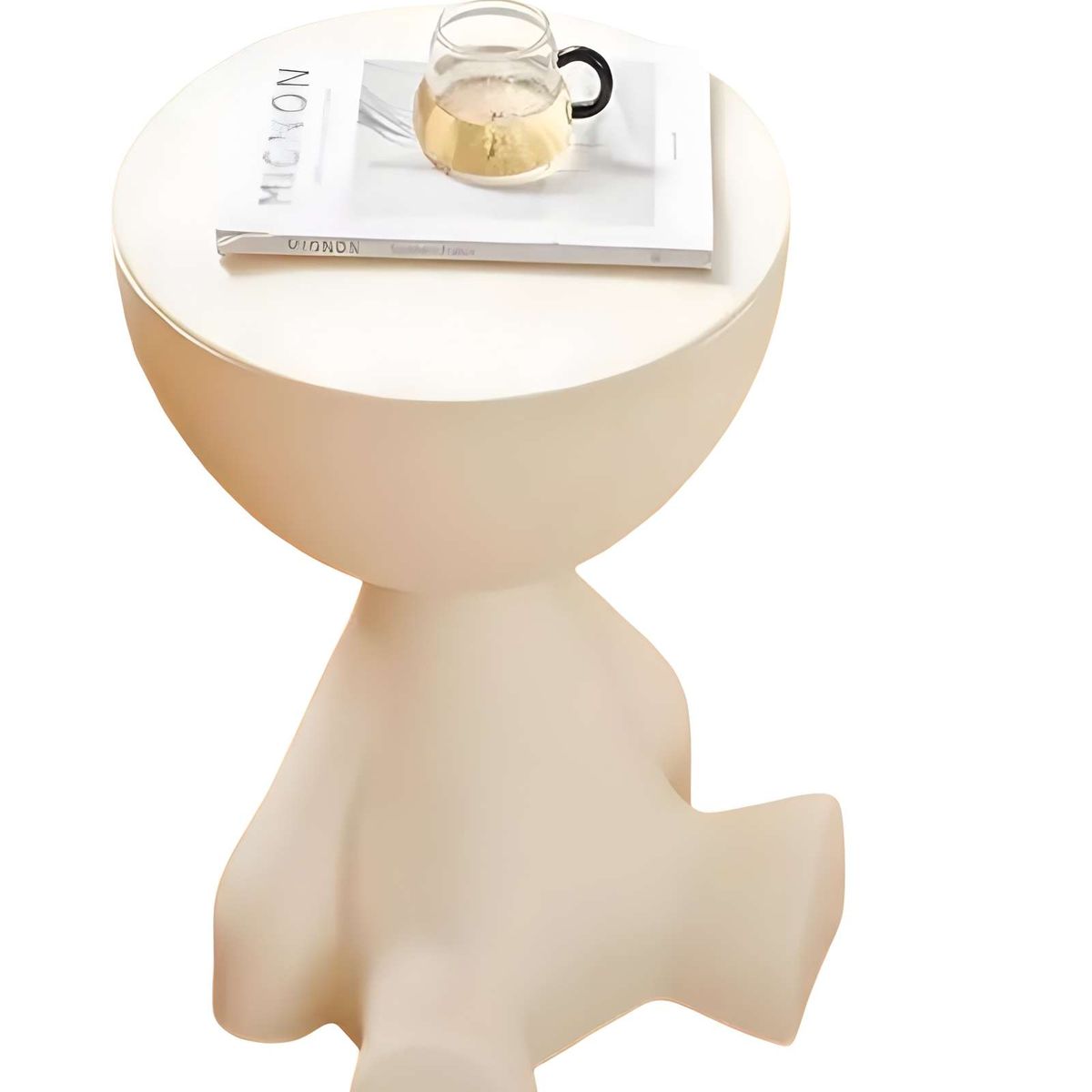 GENERICO - EL GUARDIÁN SENTADO MESA DE ARRIMO ESCULTURAL BLANCO INVIERNO