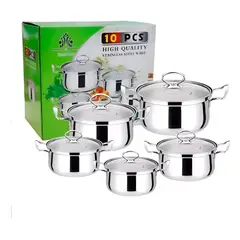GENERICO - Juego De Ollas Batería De Cocina Set 10 Pcs Acero Inoxidable