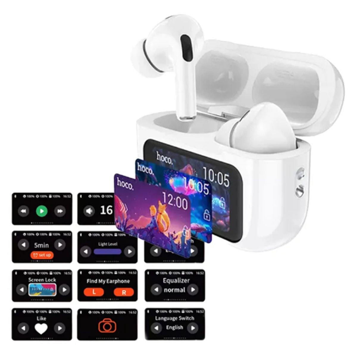 HOCO - Auriculares con reducción de ruido Y pantalla tactil Hoco EW72 Blanco