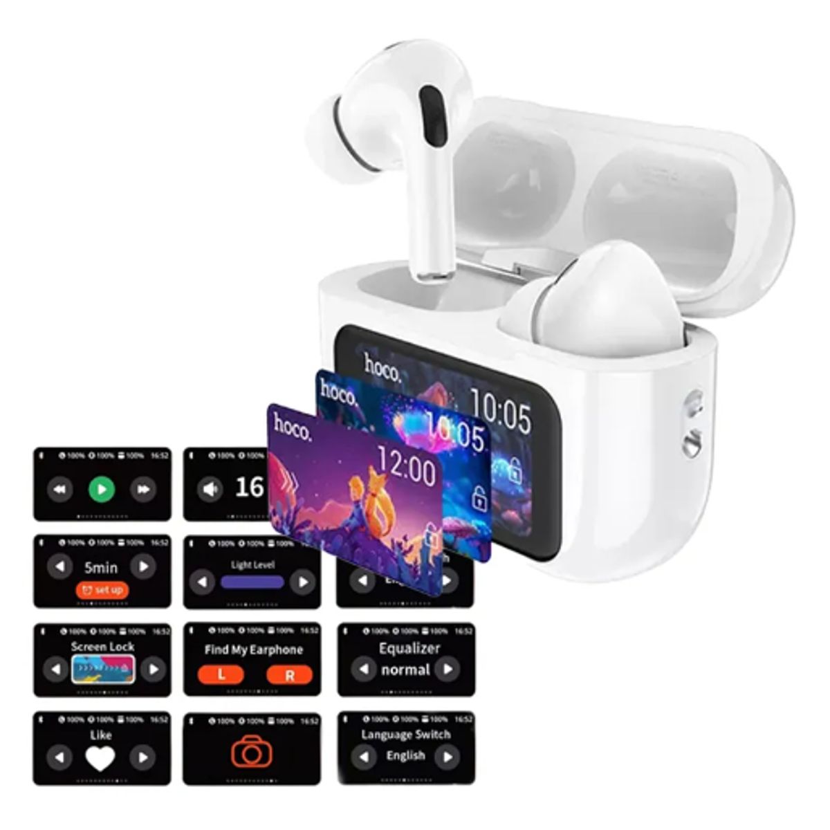 HOCO - Auriculares con reducción de ruido Y pantalla tactil Hoco EW72 Blanco