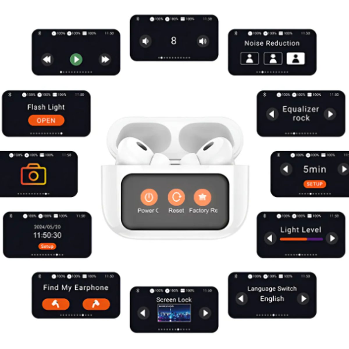 HOCO - Auriculares con reducción de ruido Y pantalla tactil Hoco EW72 Blanco