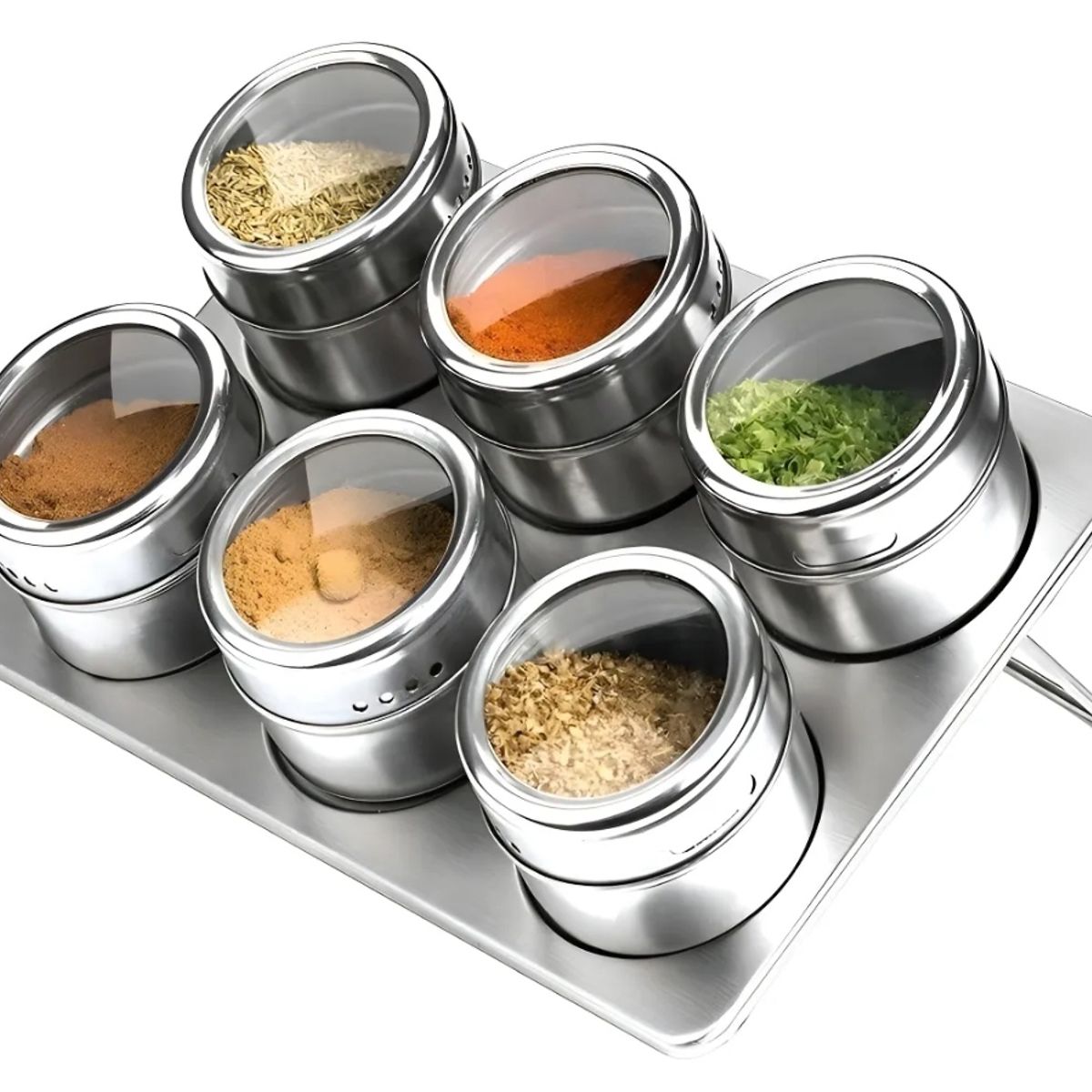 GENERICO - Especieros Frascos Condimentos Cocina Magnéticos Metal