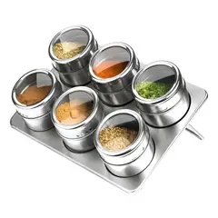 GENERICO - Especieros Frascos Condimentos Cocina Magnéticos Metal