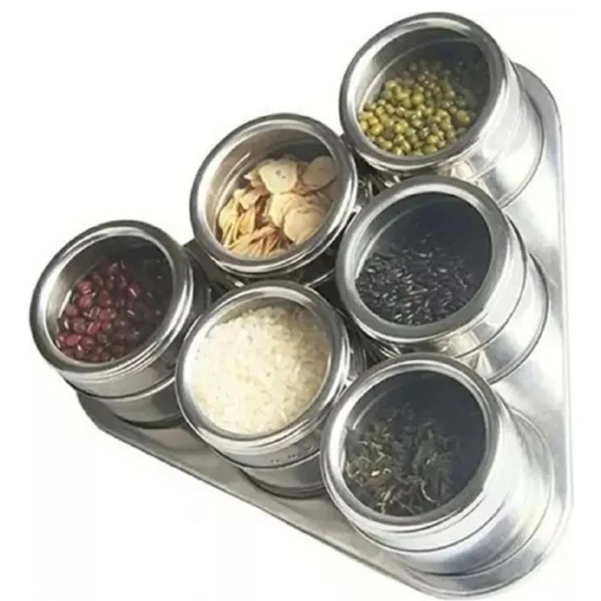 GENERICO - Set 6 Condimenteros Especiero Con Iman De Acero Inoxidable Magnetico triangular