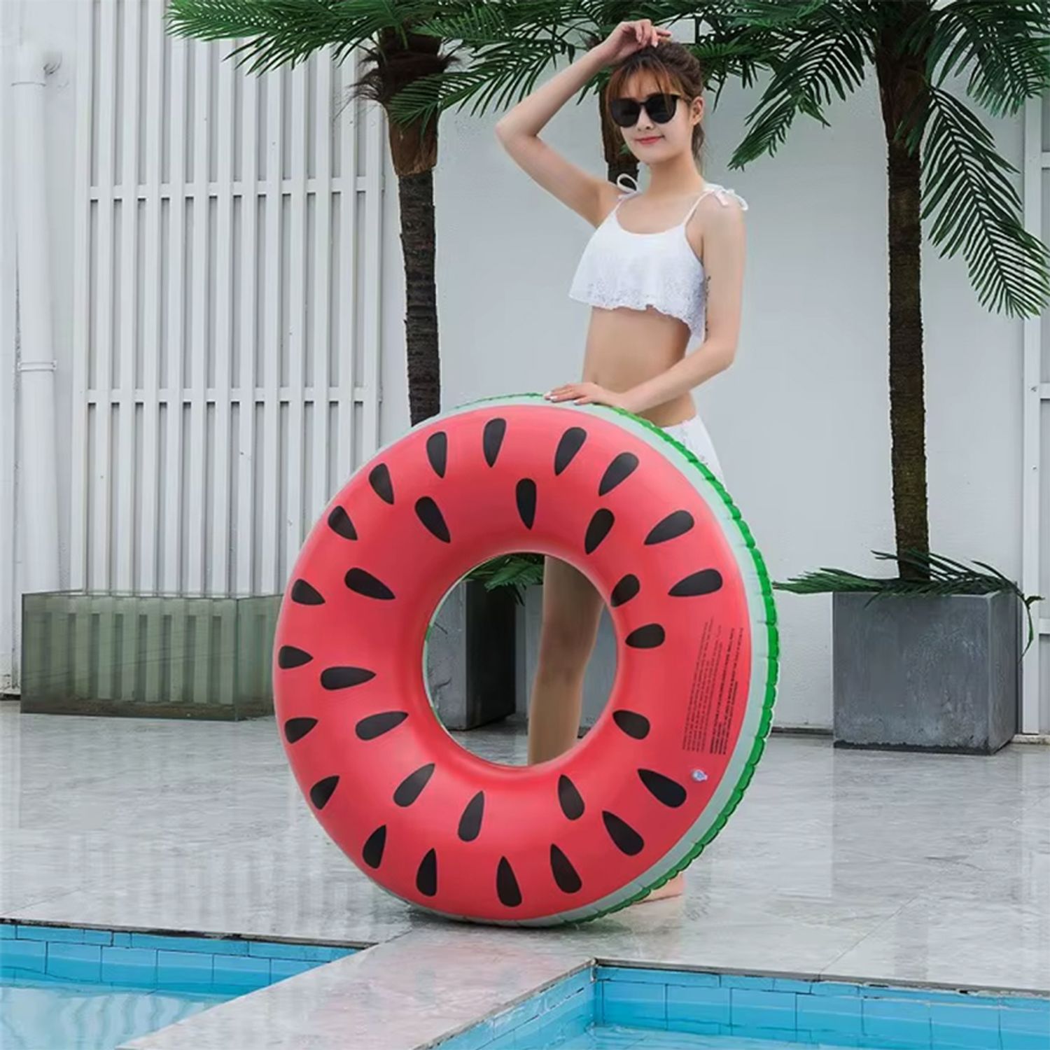 NAWA Colchoneta Hinchable Para Piscina Con Forma De Sandía, Flotador Gigante De 173x73x18cm, PVC Resistente, Fácil De Inflar, Ideal Para Adultos Y Niños, Diversión Asegurada