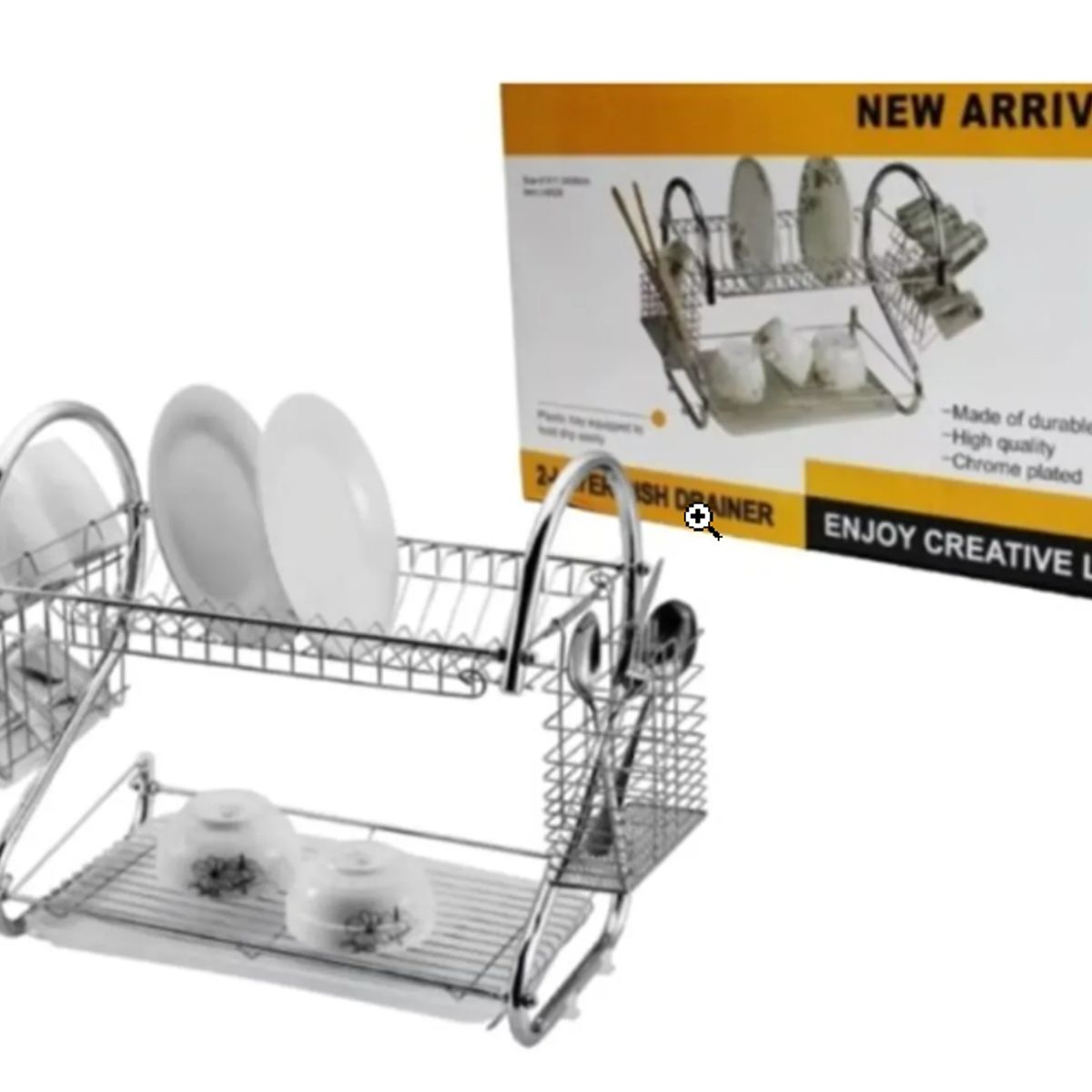 GENERICO - Escurridor de platos 2 niveles Acero Inoxidable