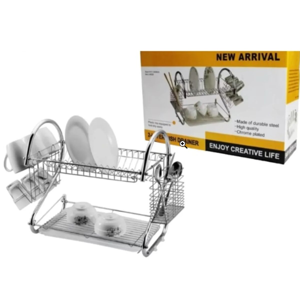 GENERICO - Escurridor de platos 2 niveles Acero Inoxidable