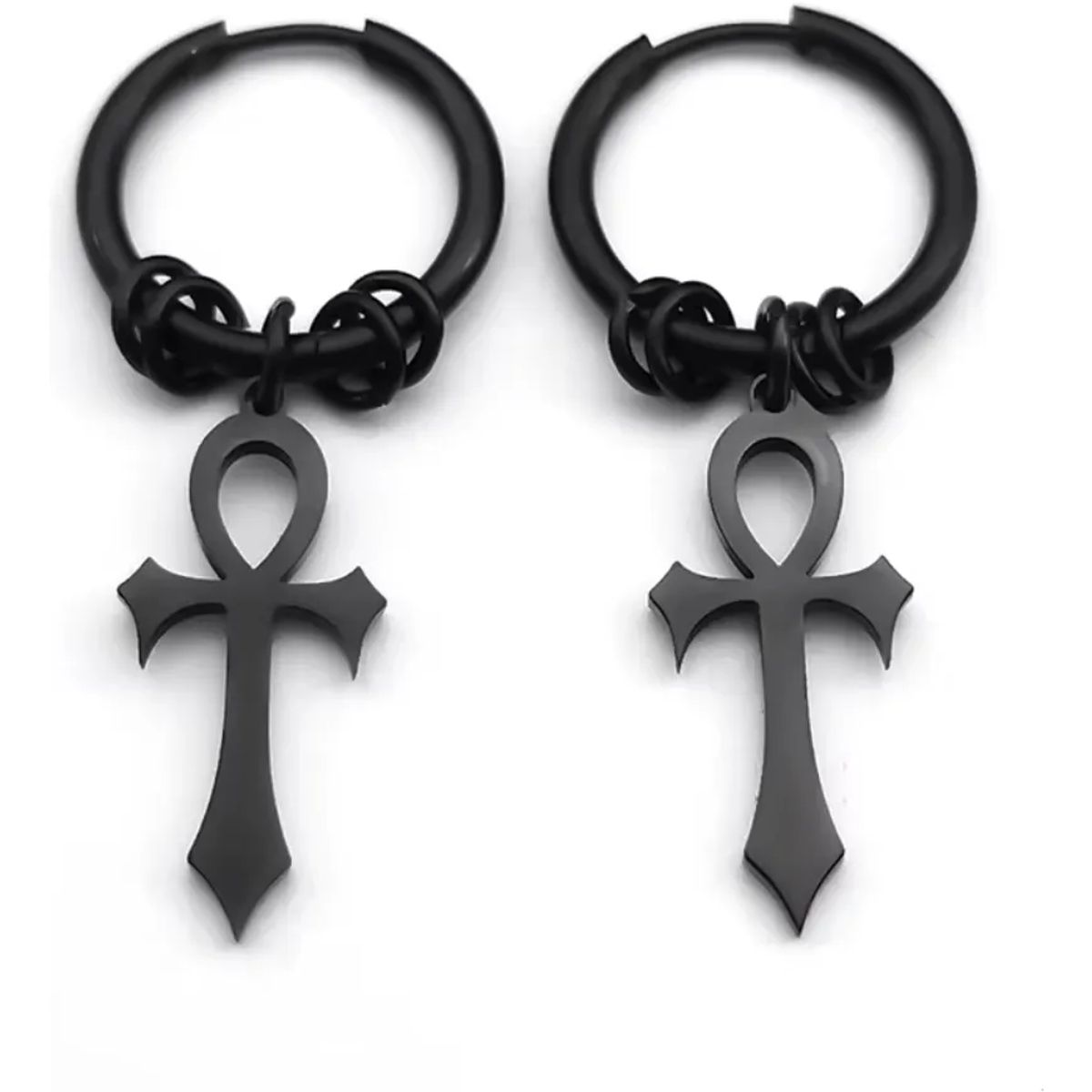 GENERICO - Aros Punk Cruz Egipcia Black Hombre Mujer Royal Madriz