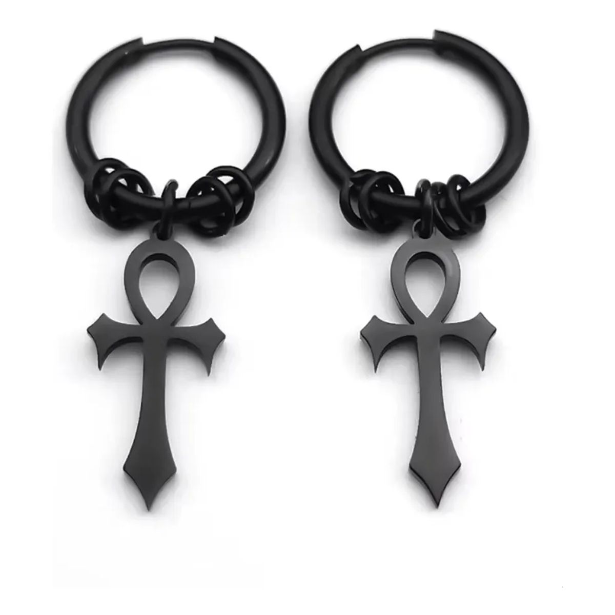 GENERICO - Aros Punk Cruz Egipcia Black Hombre Mujer Royal Madriz