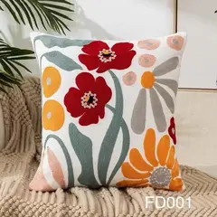 GENERICO - SET DE 4 FUNDAS DE COJIN DECORATIVO BORDADO
