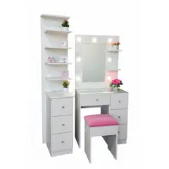 GENERICO - TOCADOR CON LUCES ESTILO HOLLYWOOD 4 CAJONES Y REPISA 3 CAJONES