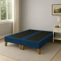 GENERICO - Base de cama 2 Plazas Azul En Felpa