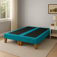 Base de cama 2 Plazas Turquesa En Felpa