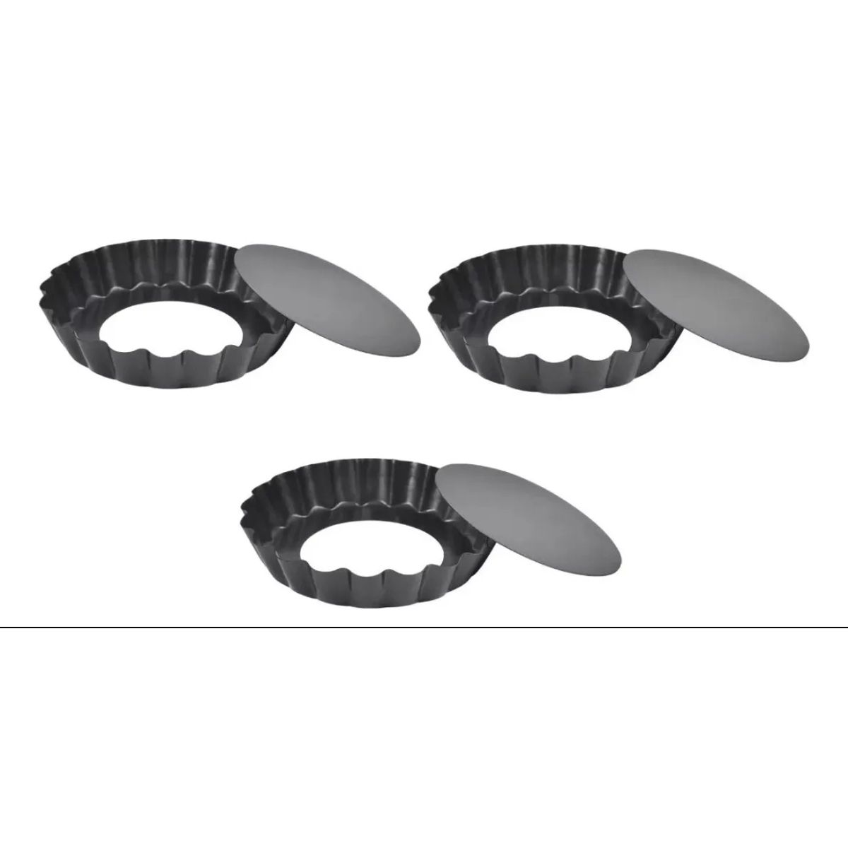 GENERICO - Pack X3 Moldes Tartaleta Desmontable Tarta Individual 8 cm