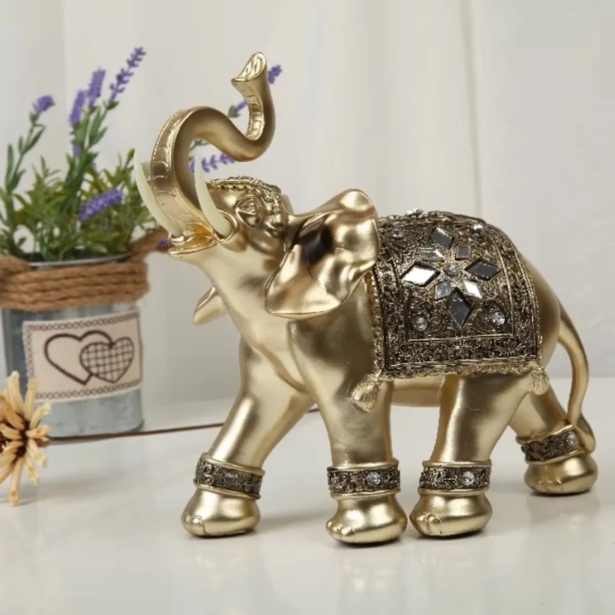 GENERICO - Elefante Feng Shui Decorativo 15x15cm  Atrae Suerte Riqueza y Felicidad