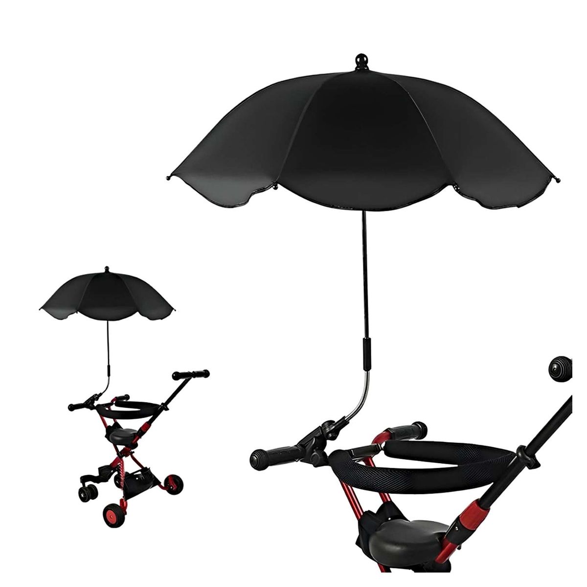 GENERICO - Sombrilla UV portátil para cochecito de bebé NEGRO