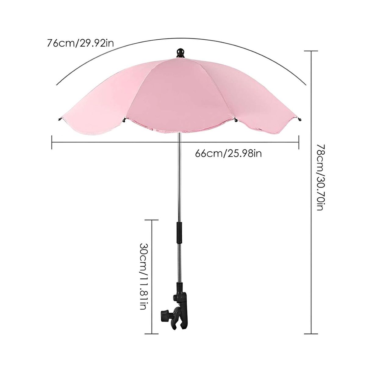 GENERICO - Sombrilla UV portátil para cochecito de bebé ROSA