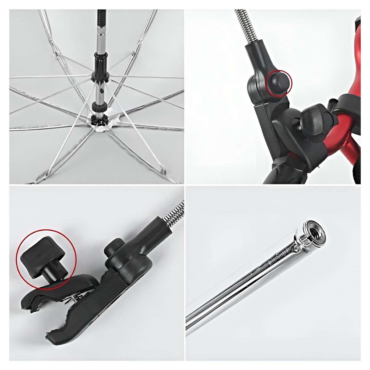 GENERICO - Sombrilla UV portátil para cochecito de bebé ROJO