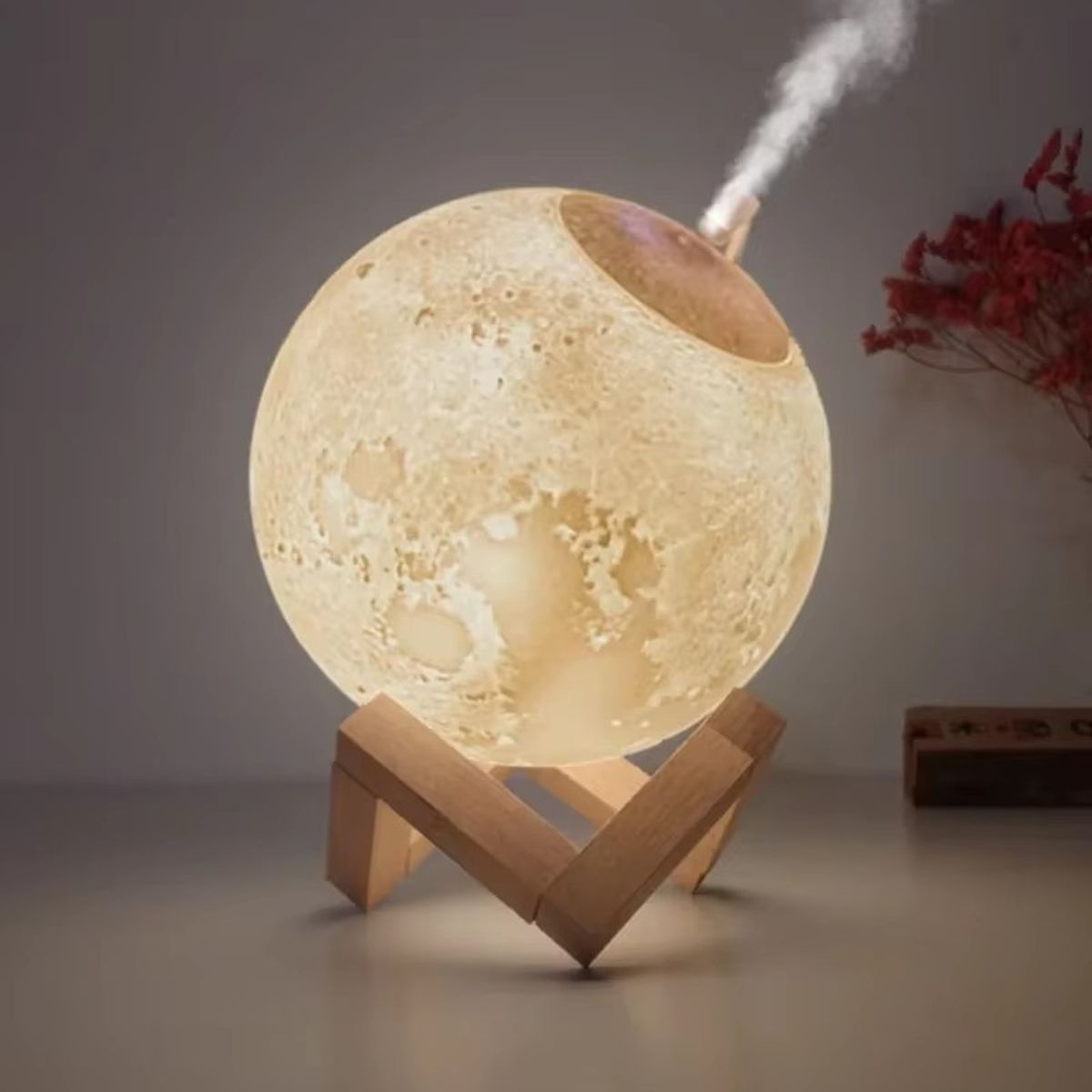 GENERICO - Lámpara Humidificador con Forma de Luna 3D USB  Luz Nocturna Decorativa y Difusor de Aromas