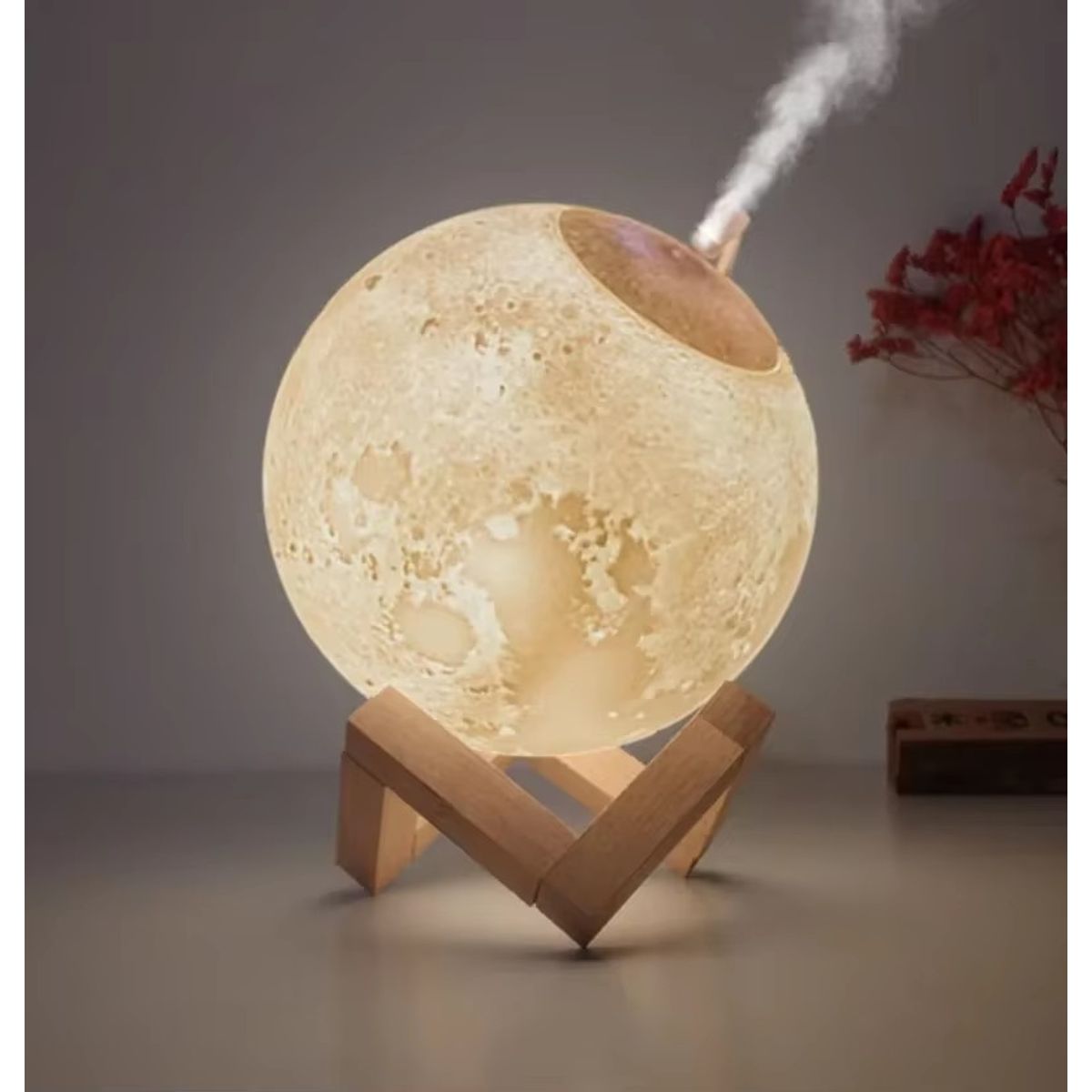 GENERICO - Lámpara Humidificador con Forma de Luna 3D USB  Luz Nocturna Decorativa y Difusor de Aromas