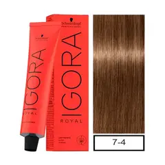 SCHWARZKOPF - Tintura Igora Royal 7-4 Rubio Medio Beige + Oxigenta 20v