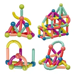 GENERICO - Juego de Construcción Magnética de 64 Piezas Montessori