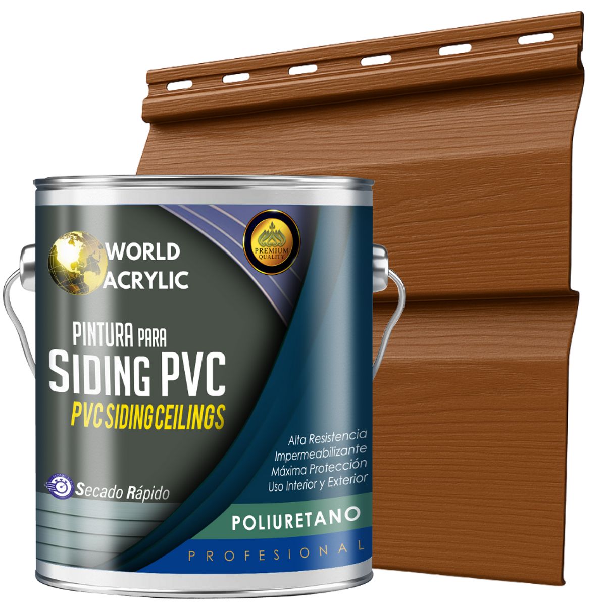 WORLD ACRYLIC - ESMALTE PU - GALÓN SIDING PVC Y PLÁSTICOS - ALERCE MONTAÑA