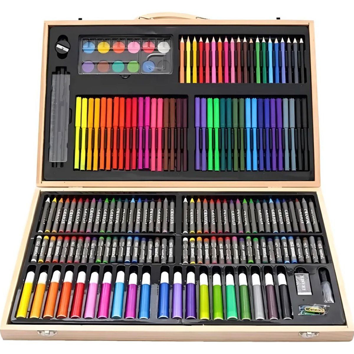 GENERICO - Set De Arte Profesional 180 Piezas Lápices Con Maletín Madera