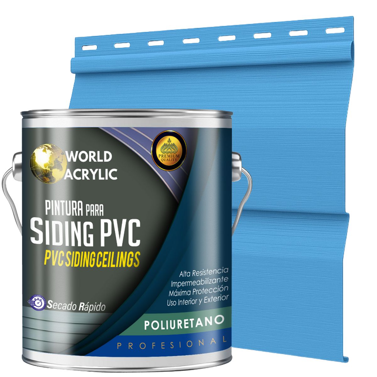 ESMALTE PU - GALÓN SIDING PVC Y PLÁSTICOS - AZUL ÁRTICO, marca WORLD ACRYLIC - Foto Principal