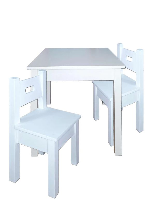 Mesa Infantil Blanca con 2 Sillas Blancas