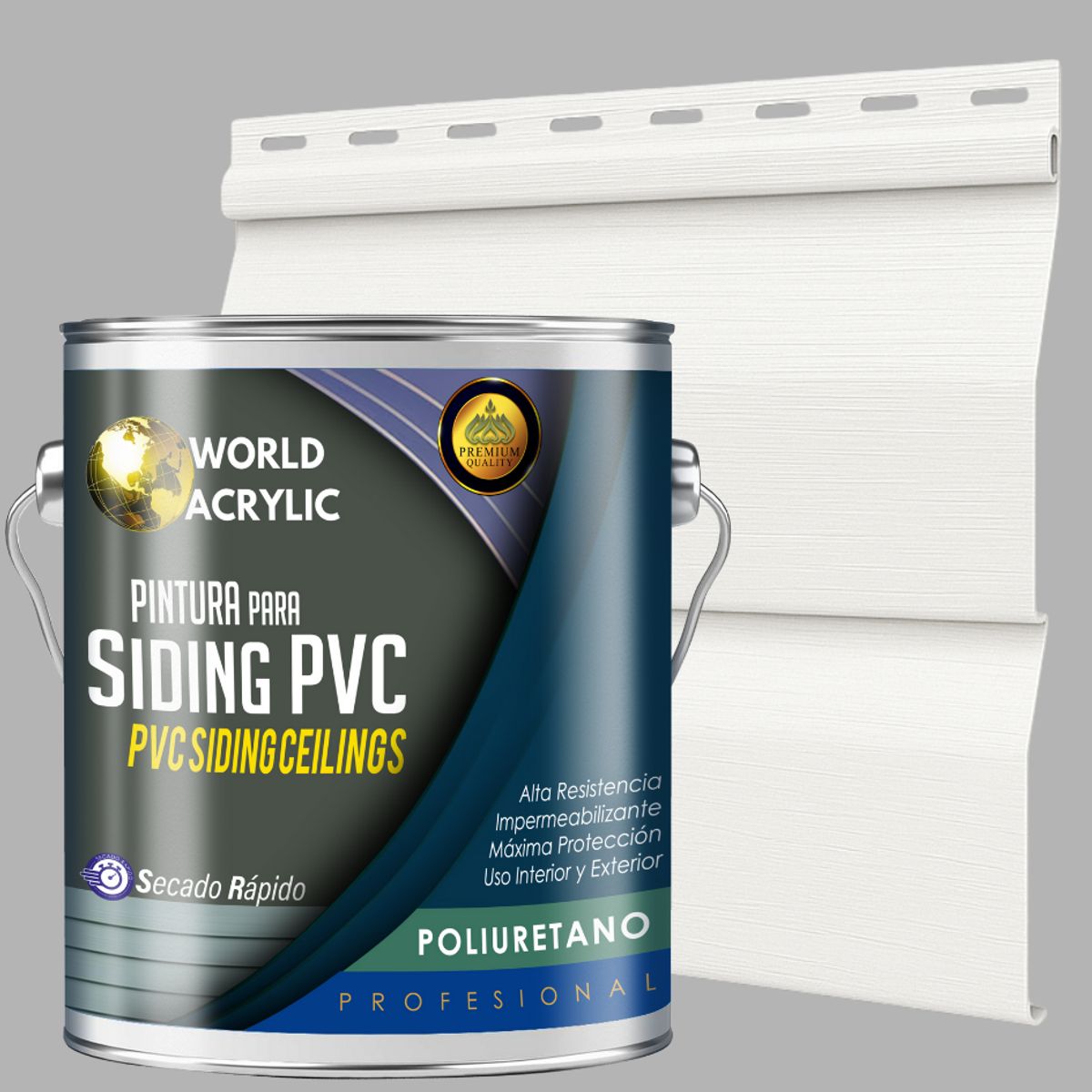 WORLD ACRYLIC - ESMALTE PU - GALÓN SIDING PVC Y PLÁSTICOS - BLANCO PURO