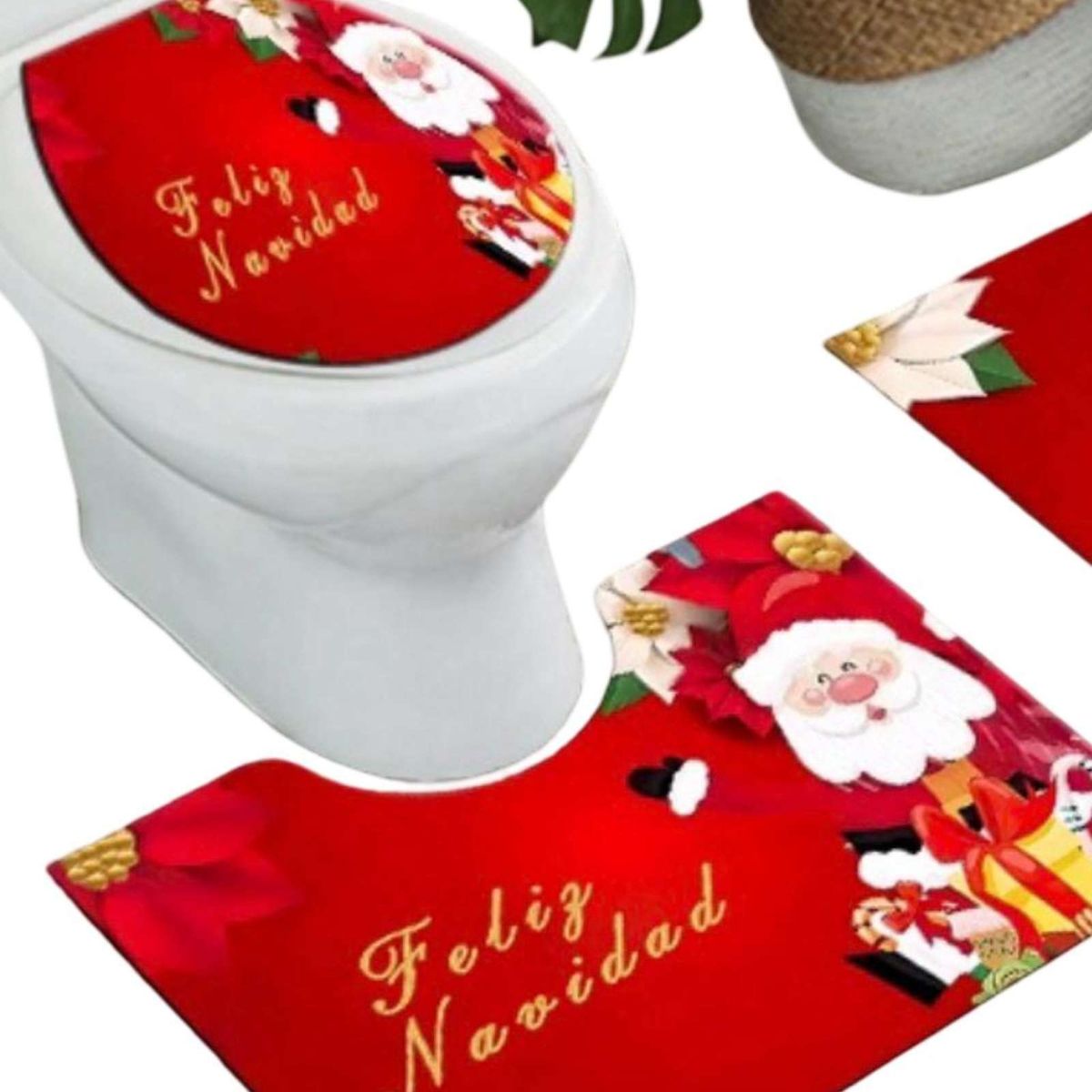 GENERICO - Juego de Alfombra de baño de Navidad 3 piezas