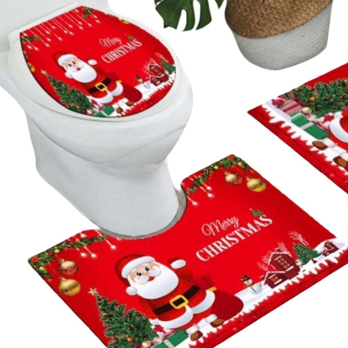 GENERICO - Juego de Alfombra de baño de Navidad 3 piezas