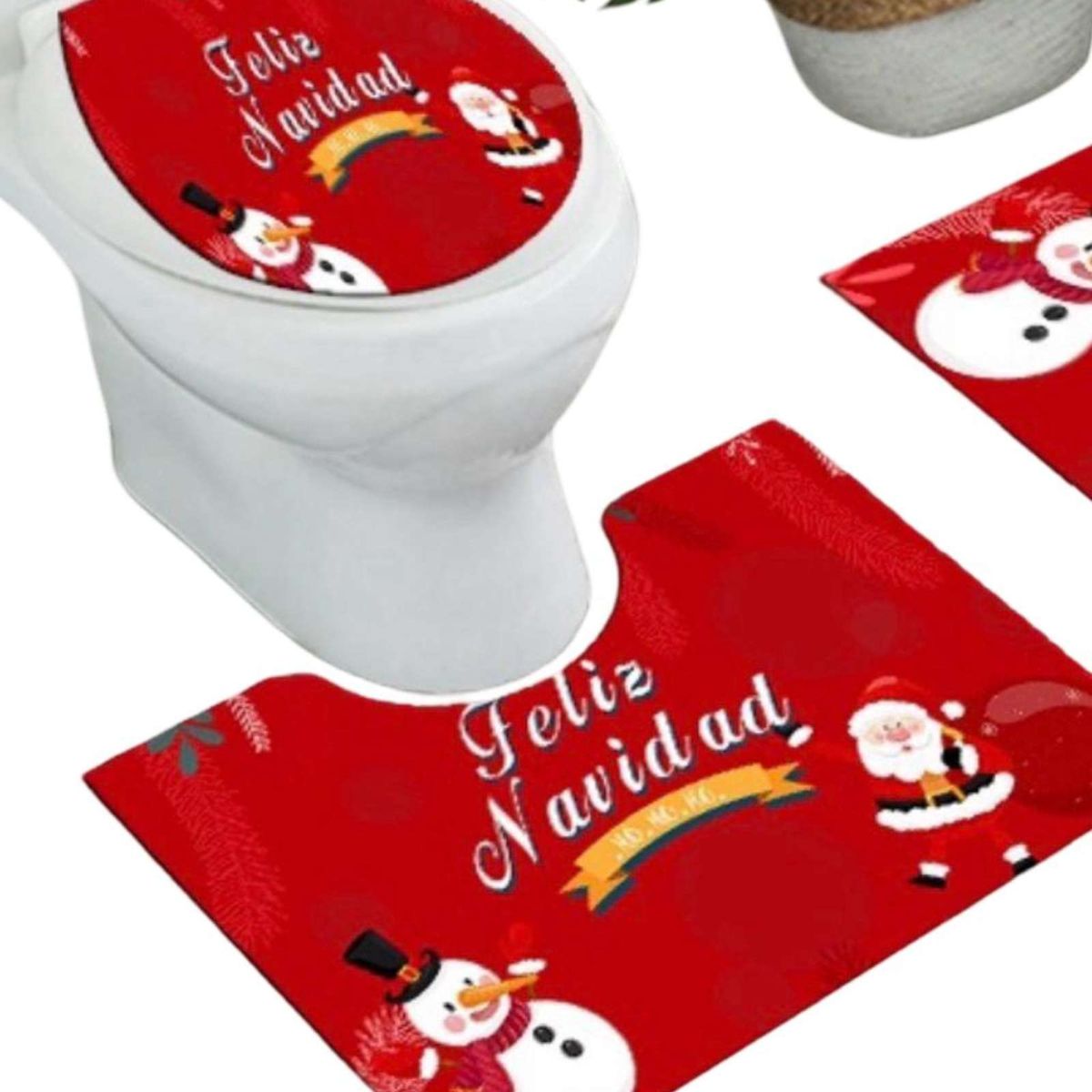 GENERICO - Juego de Alfombra de baño de Navidad 3 piezas