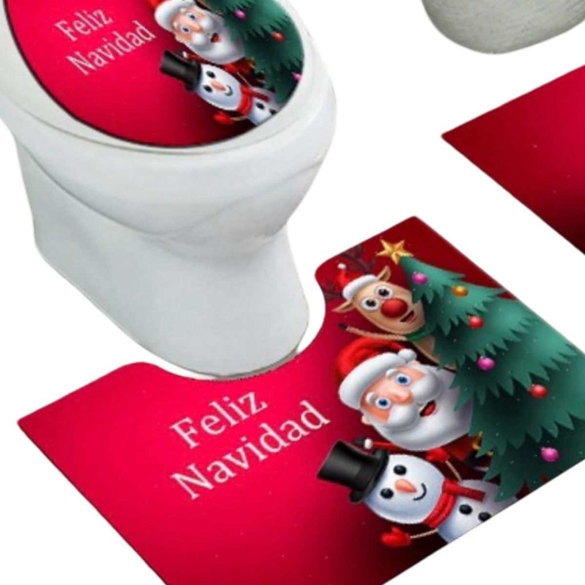 GENERICO - Juego de Alfombra de baño de Navidad 3 piezas