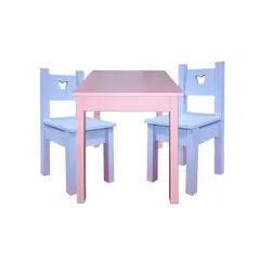 DECORACION CREATIVA - Mesa Infantil Rosada con 2 Sillas Lilas