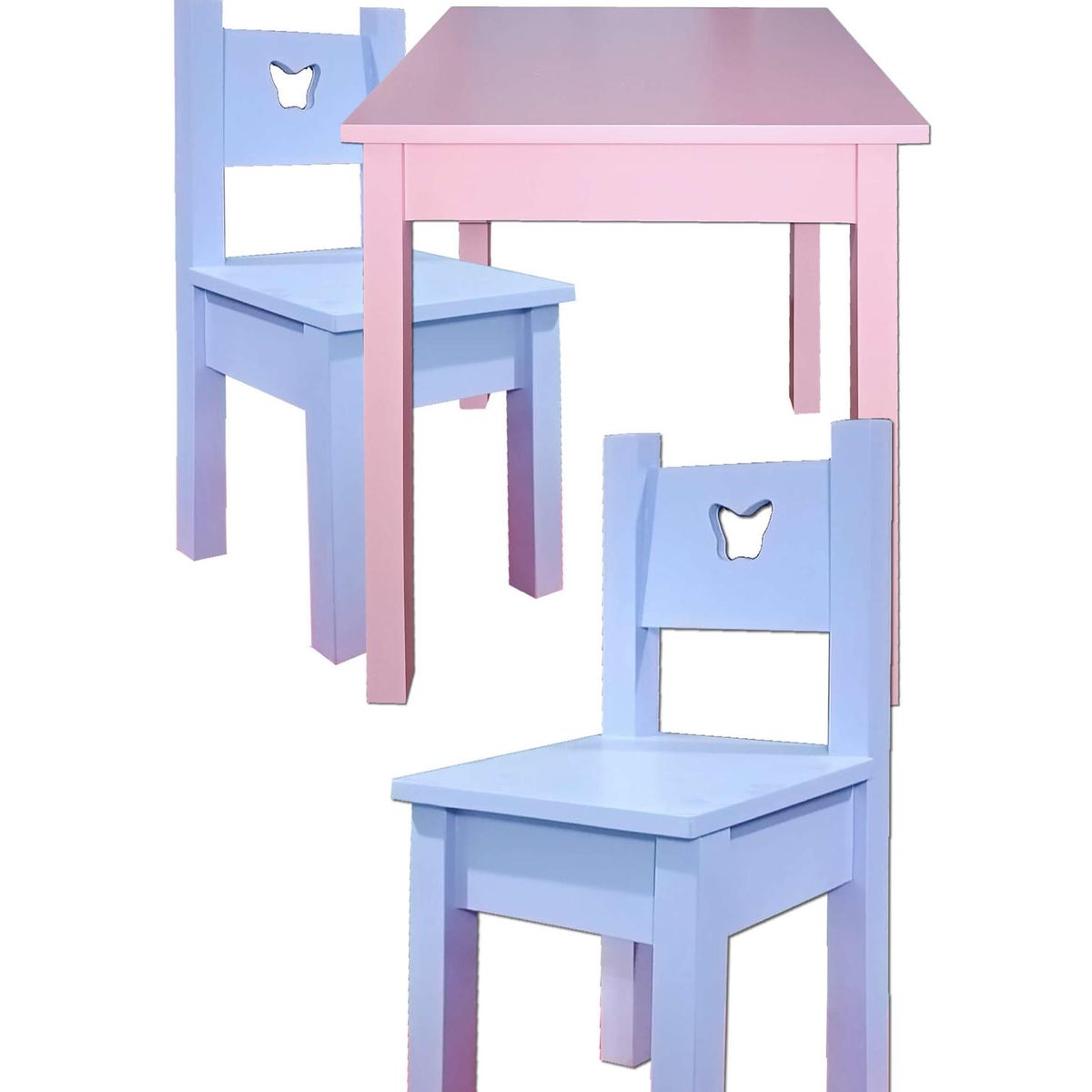 DECORACION CREATIVA - Mesa Infantil Rosada con 2 Sillas Lilas