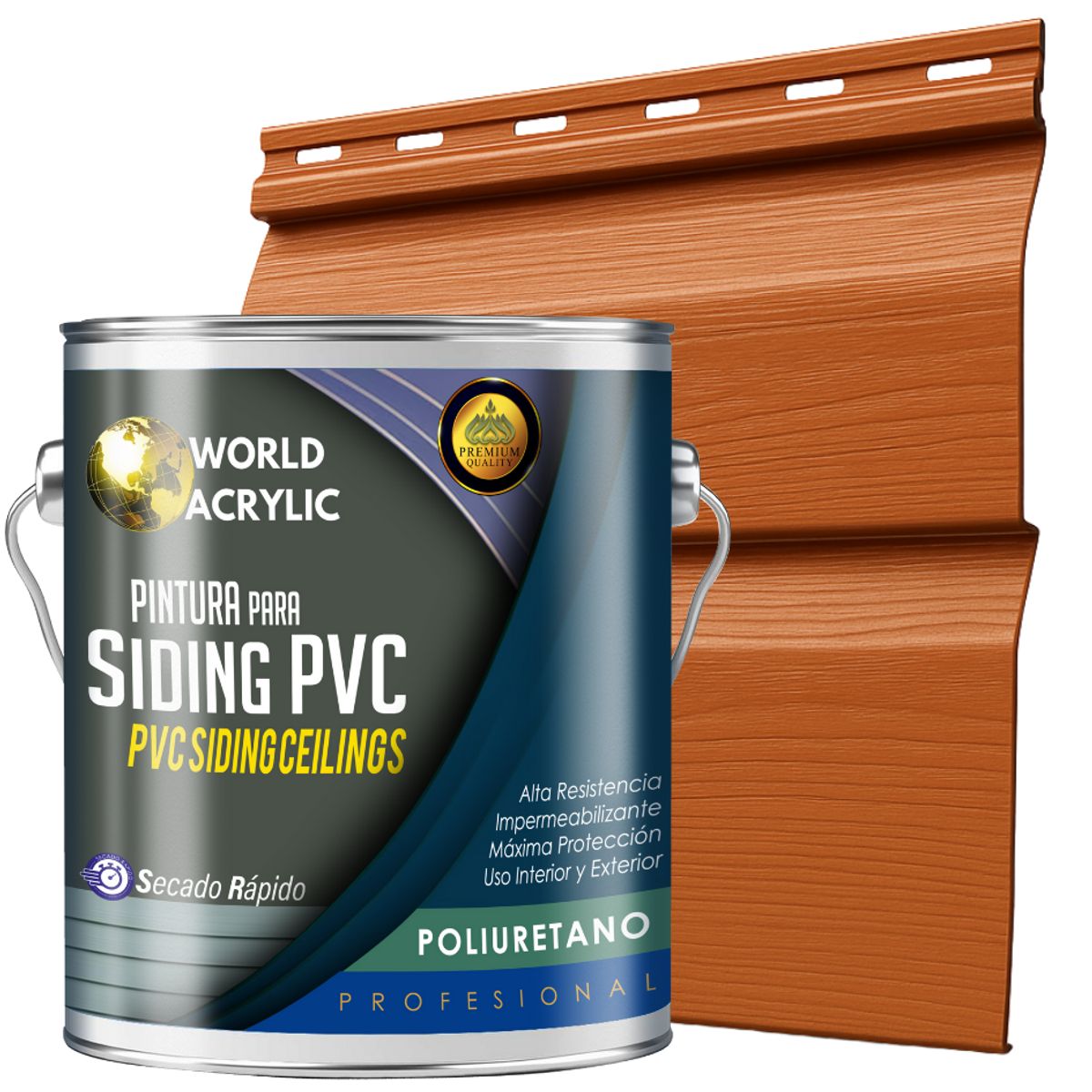 WORLD ACRYLIC - ESMALTE PU - GALÓN SIDING PVC Y PLÁSTICOS - PINO OREGÓN