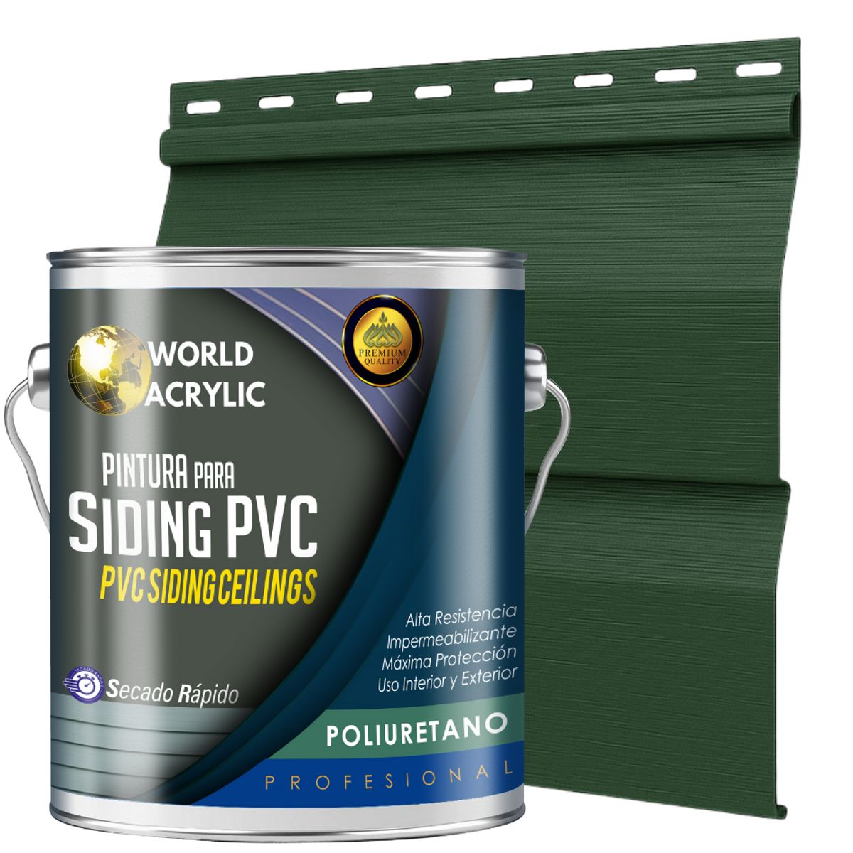 ESMALTE PU - GALÓN SIDING PVC Y PLÁSTICOS - VERDE BOSQUE, marca WORLD ACRYLIC - Foto Principal
