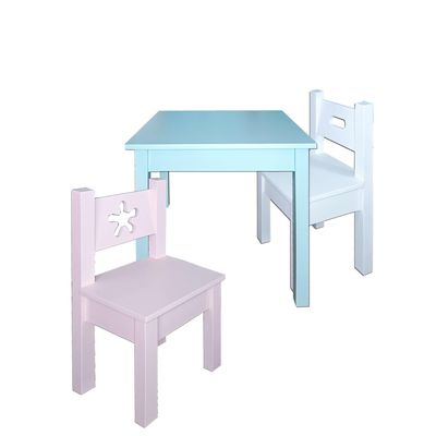Imagen 2 del producto Mesa Infantil Celeste con 2 Sillas (blanca y Rosada Pastel)