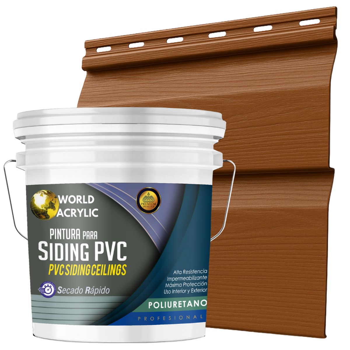 WORLD ACRYLIC - ESMALTE PU - TINETA 10 LITROS SIDING PCV PLASTICOS - ALERCE MONTAÑA