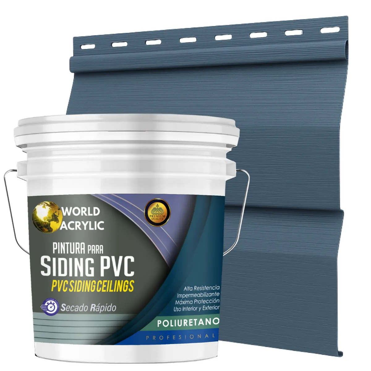 WORLD ACRYLIC - ESMALTE PU - TINETA 10 LITROS SIDING PCV PLASTICOS - AZUL ACERO