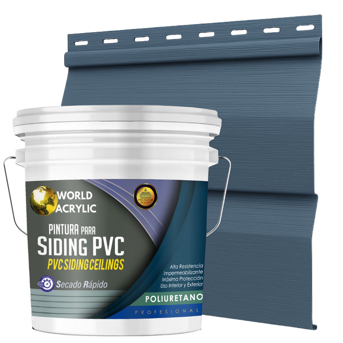 WORLD ACRYLIC - ESMALTE PU - TINETA 10 LITROS SIDING PCV PLASTICOS - AZUL ACERO