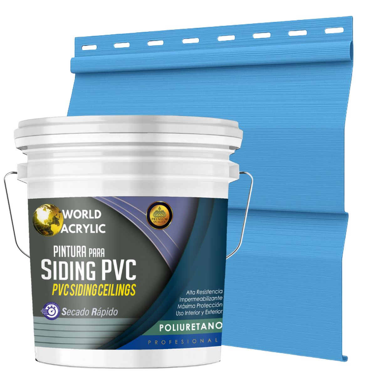 WORLD ACRYLIC - ESMALTE PU - TINETA 10 LITROS SIDING PCV PLASTICOS - AZUL ÁRTICO