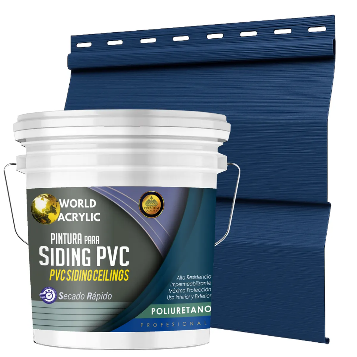 ESMALTE PU - TINETA 10 LITROS SIDING PCV PLASTICOS - AZUL MARINO, marca WORLD ACRYLIC - Foto Principal