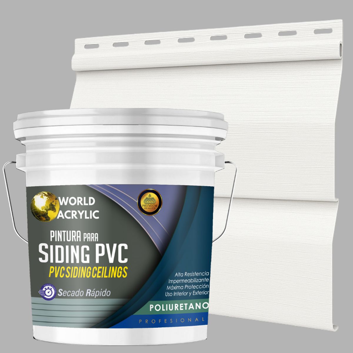 WORLD ACRYLIC - ESMALTE PU - TINETA 10 LITROS SIDING PCV PLASTICOS - BLANCO PURO