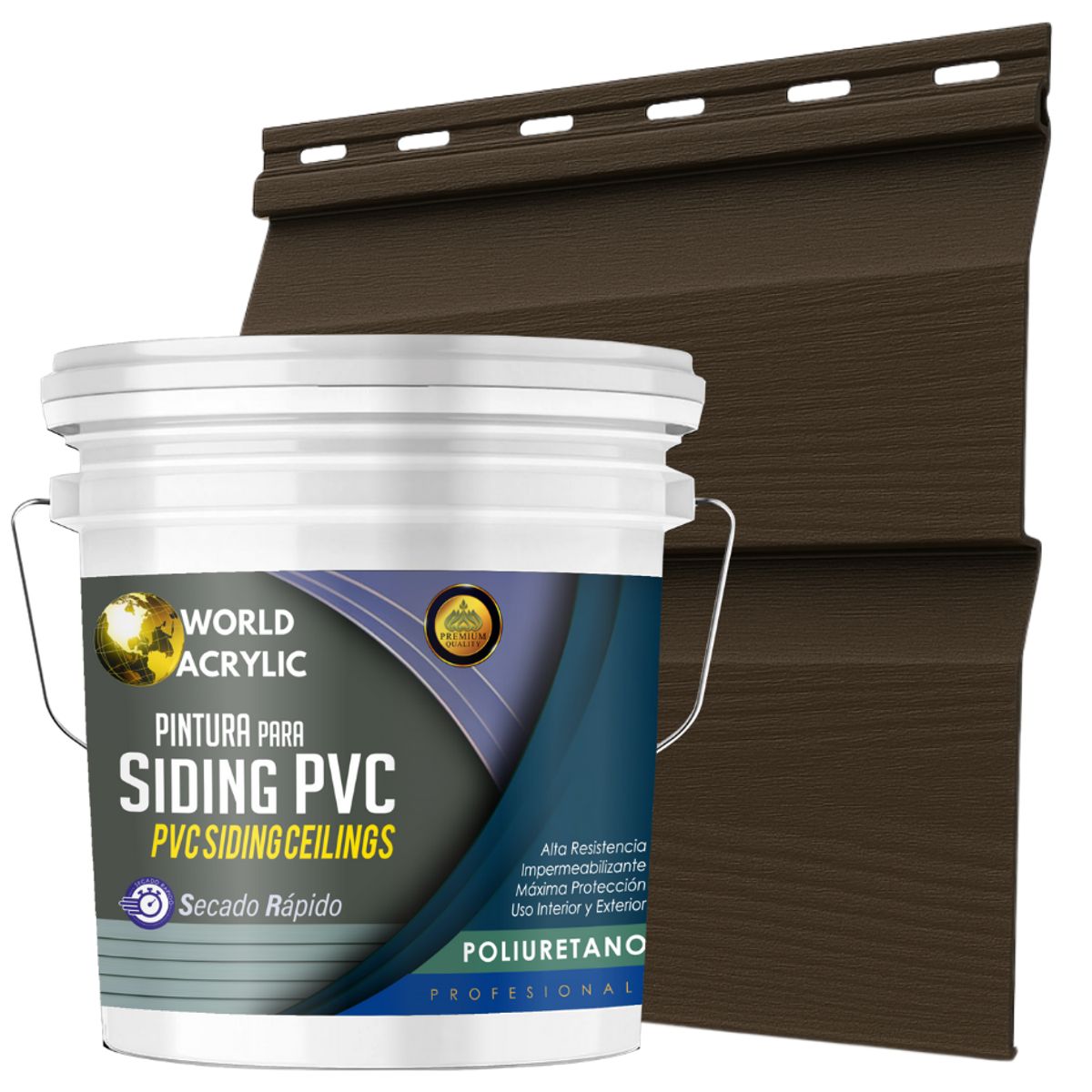 WORLD ACRYLIC - ESMALTE PU - TINETA 10 LITROS SIDING PCV PLASTICOS - CEDRO SIBERIANO