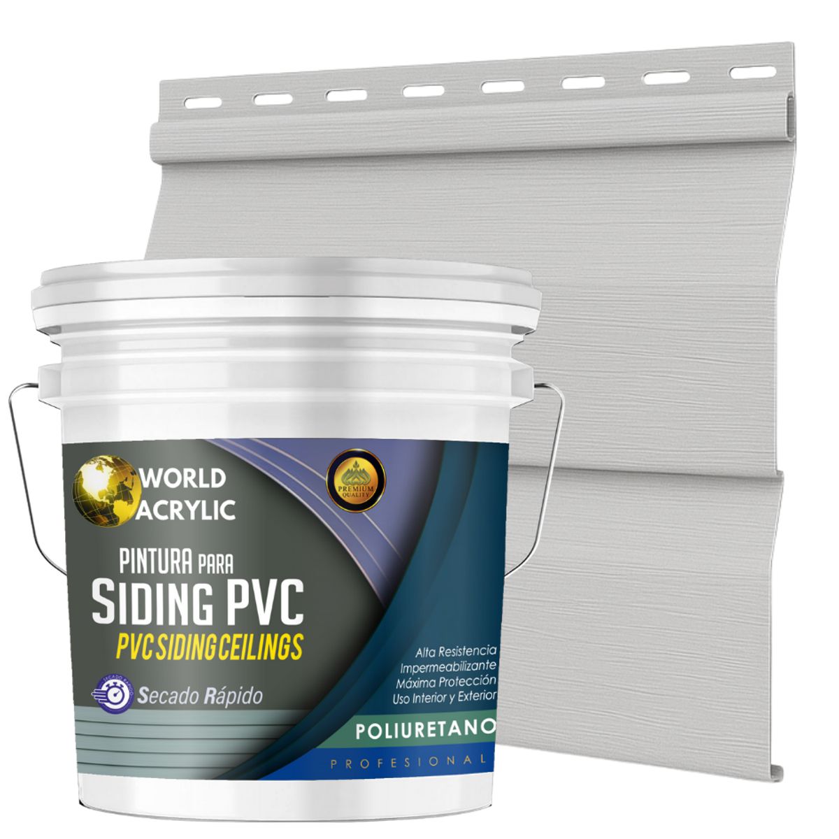 ESMALTE PU - TINETA 10 LITROS SIDING PCV PLASTICOS - CENIZA FRÍA, marca WORLD ACRYLIC - Foto Principal