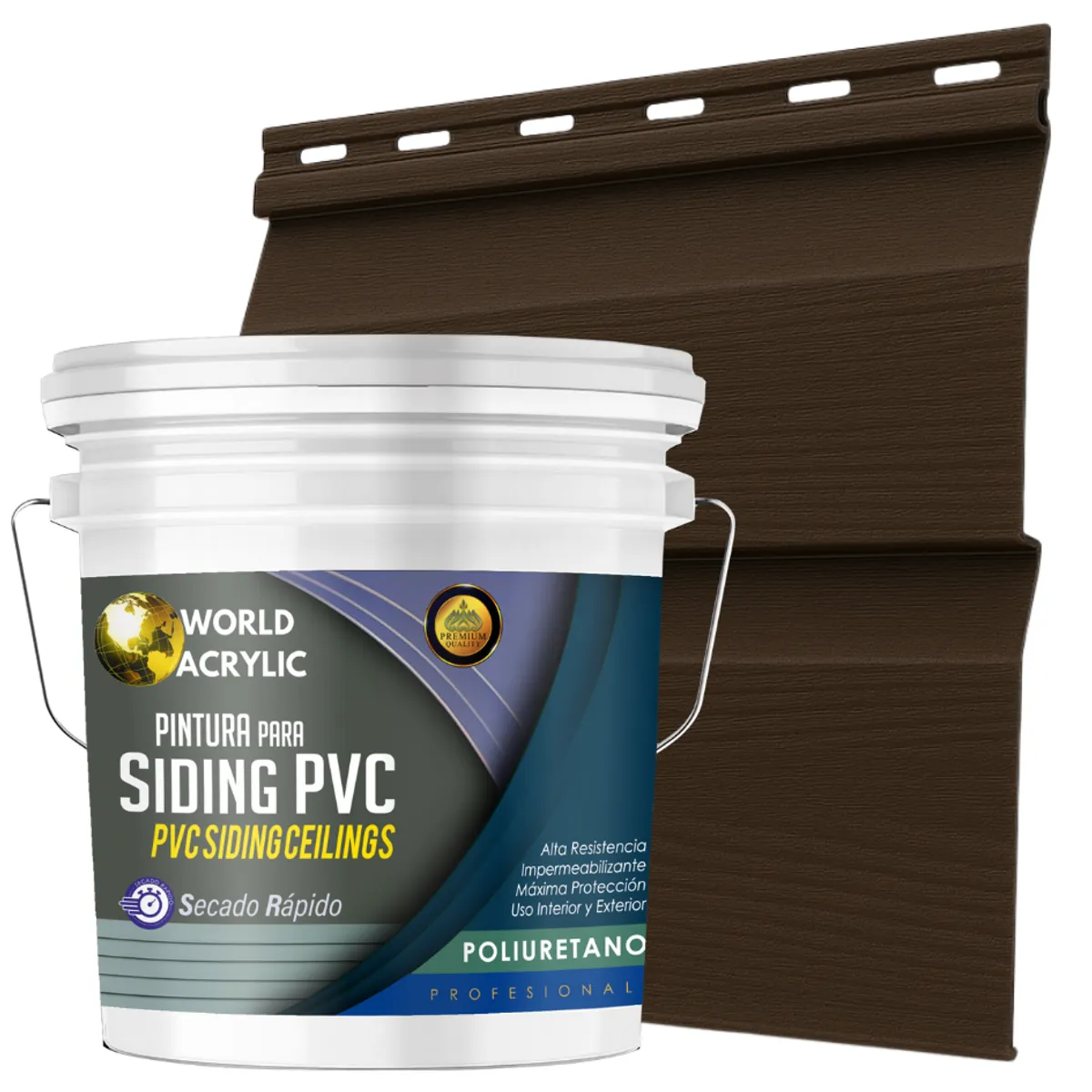 WORLD ACRYLIC - ESMALTE PU - TINETA 10 LITROS SIDING PCV PLASTICOS - CHOCOLATE INTENSO